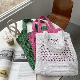 Other Bags Paper Woven Bags for Women Straw Bag Hollow Shopper Tote Summer Shoulder Bag Designer Beach Bags Purses New