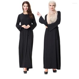 Ethnic Clothing Black Knitted Maxi Muslim Hijab Dresses Abaya Dubai Moroccan Turkish Long Sleeve Islamic Judea Arab Burqas