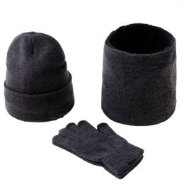 Berets Winter Beanie Hats For Women Thick Coral Fleece Lined Scarf Set Caps Men Warm Knit Skull Cap Neck Warmer Hat 2pcs/set