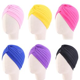 Kids Ruffle Turban Infant Baby Beanie Head Wrap Soft Indian Boys Girls Cap For 1-5 Years Old Solid Color Bonnet Hat
