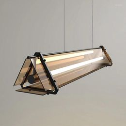 Pendant Lamps Nordic Simple Design Light Luxury Restaurants Tables Bars Cafes Creative Long Art Glass Chandeliers