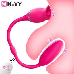 Remote Control Dildo Vibrator Female Clitoris IN 1Tongue Love Egg Adults Sexy Rose Toy for Women