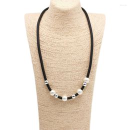 Chains Simple Rubber Choker Necklace For Women Handmade Original Design Gothic Streetwear Jewellery Pearl Beaded Gifts