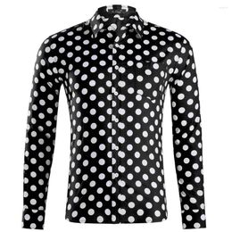 Men's Casual Shirts White Polka Dot Mens Shirt Long Sleeves Chemise Homme Black Red Beige Camisas Para Hombre Fashion De