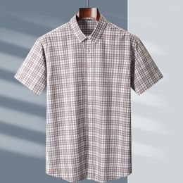 Men's Casual Shirts Men's Plaid Short Sleeve Shirt Middle-aged And Young Fine Half-sleeved For Business Formal Wear Summer