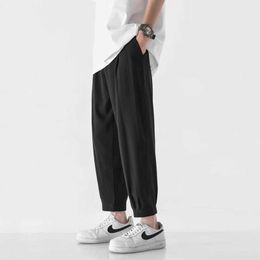 Spring/Summer New Thin Black Solid Luggage Straight Light Office Men's Casual Trousers Pants P230529