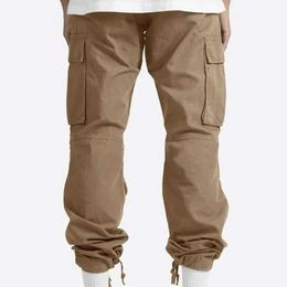 Men's Pants New popular jogging elastic waist washable relaxed fit mid rise cargo thin men's sports pants P230529