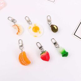 Key Rings Creative and Fun Simulation Food Car Cute Fruit Strawberry Orange Keychain Women's Bag Charm Jewelry Gift Chaveiro G230526