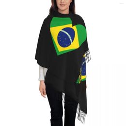 Scarves Ladies Long National Flag Of Brazil Women Winter Fall Soft Warm Tassel Shawl Wrap Brazilian Heart Scarf