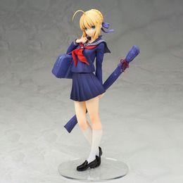 Funny Toys Fate Stay Night Saber School uniform PVC Action Figure Japanese Anime Figure Model Toys Collection Doll Gift