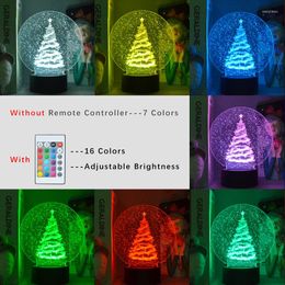 Night Lights Acrylic 3d Lamp Snow Scene Tree Trees Hanging LED Light For Christmas Decoration As Children Baby Birthday Gift