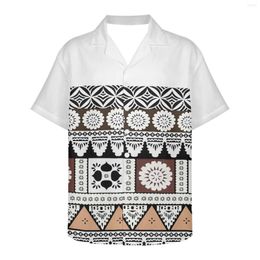 Men's Casual Shirts Polynesian Tribal Pohnpei Totem Tattoo Prints American Size Summer Fried Street Fashion Personalized Mens Holiday