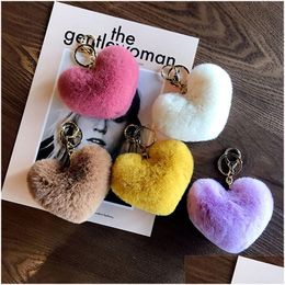 Other Festive Party Supplies Heart Shaped Plush Keychain 8Cm Women Backpack Pendant Decoration Love Car Key Chain Ring Valentine D Dh1St