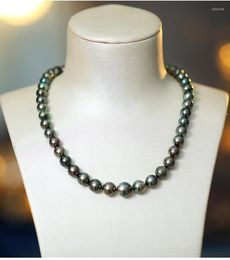 Chains Huge Charming 18"9-12mm Natural Sea Genuine Black Peacock Round Pearl Necklace Women Jewelry