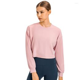 Active Shirts Women Plain Muscle Long Sleeve Shirt Lightweight Pullover Crew Sexy Tee Athletic Naked-feel Fabric Top