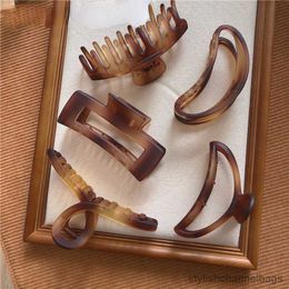 Other New Amber Hair Clip Hair Claw Women Matte Large Grab Clip Brown Matte Back Head Headwear Female Shark Crab Clip Hair