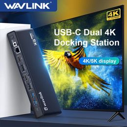 Stations Wavlink Universal USB 3.0 Docking Station USBC Dual 4K Ultra Dock DP Gen1 TypeC Gigabit Ethernet Extend and Mirror Video Mode