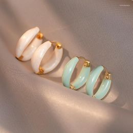 Dangle Earrings Korean Fashion Simple Classic Metal Style Drop Glaze Round Ring Ear Buckle Women's Gift Banquet Jewellery 2023