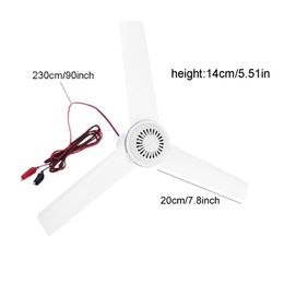 Gadgets 12V Silent Ceiling Fan 19.6inch Camping Tent Hanging Fan for Outdoor Home Picnic