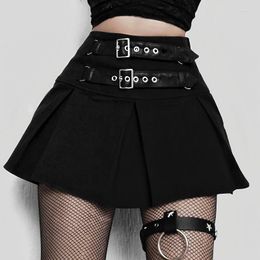 Skirts Dark Academia For Women Black High Waist Y2k Streetwear Gothic Steampunk Kpop Sexy Short Aesthetic A-line