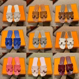 Womens Sandals Designer Slippers Flat Flip Flops Genuine Leather Slide Ladies Beach Sandal Summer Shoes With box Size 42