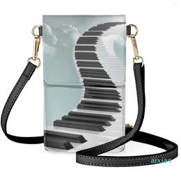 Designer-Evening Bags FORUDESIGNS Piano Keys Leather Shoulder Ladies Crossbody Satchel Light Trim Messenger Phone Bag Compact Clamshell