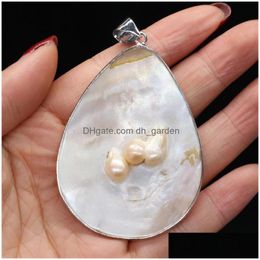 Pendant Necklaces Natural Mother Pearl Shell Charms Pendants Diy For Jewellery Making Necklace Earring Accessories Women Gift Size Dro Dhojy