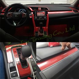 For Honda Civic 10th Gen 2016-2019 Car-Styling 3D/5D Carbon Fiber Car Interior Center Console Color Change Molding Sticker Decal
