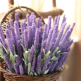 Decorative Flowers 3 Pieces /Bundle Provence Lavender 12 Heads Artificial Fake Plant Plastic Slik Wedding Home