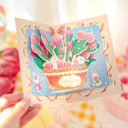 Gift Wrap 3D Up Blessing Card With Envelope Flower Series Postcards Thank You Greeting Cards Happy Birthday Mother Day