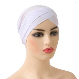 Ethnic Clothing Arab Scarf Chemotherapy Cap Gauze Muslim Fashion Turbans For Women Crystal Double Layer Cross Head Turban