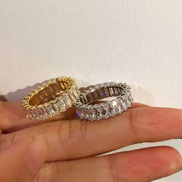 Band Rings New Luxury Zircon Gold Silvery Colour Open Ring for Woman INS Style Wedding Party Unique Finger Rings Wholesale AA230529