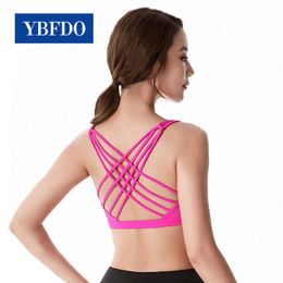 Bras YBFDO Women's Cross Back Shockproof Sports Bra Running Gym Training Bra Gathered Fitness Workout Sexy Brassiere Underwear J230529