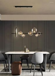 Chandeliers Nordic Luxury Modern Simple Black Glass Bubble Chandelier LED Long Pendant Lamp Bar Indoor Light Restaurant Living Room