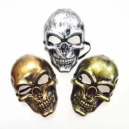 Ghost Adults Plastic Horror Mask Gold Sier Skull Face Unisex Halloween Masquerade Party Masks Prop FY3786 s