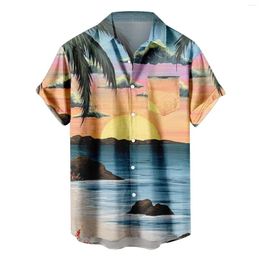 Men's Casual Shirts Long Sleeve Button Down Summer Shirt Mens Fashion Print Colour Short Sleeved Boys Winter Clothes Size 6