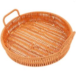 Dinnerware Sets Rattan Storage Tray Round Woven Basket Fruits Baskets Natural Multifunction Bread Serving