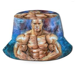 Berets Kevin Levrone Bodybuilding Art Print Bucket Hats Sun Cap Mr Olympia Artist Bodybuilder Sketch