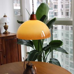 Pendant Lamps Japanese Tawny Glass Lights Modern Vintage Living Room Bedroom Ceiling Decor Lighting E27 Dining Hanging