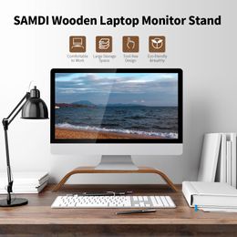 Lapdesks Stable Wooden Bracket SAMDI Wooden Stand Allinone Machine Monitor Laptop Holder Strong Bearing Capacity Replacement for iMac