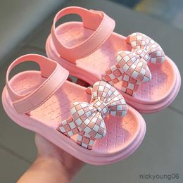 Sandals New Summer Baby Girls Princess Sandals Kids Bowtie Open Toe Beach Sandals Casual Outdoor Shoes 2-9 Years Enfant Fille R230529