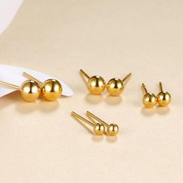 Stud Earrings ZHIXI Real 18K Gold Jewelry Solid AU750 Golden Bead Ball Fine Wedding Gift For Women E505