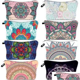 Storage Bags Mandala Cosmetic Bag Bohemia 3D Print Brides Makeup Polyester Girl Women Pouch Christmas Year Gift Drop Delivery Home G Dhlg9
