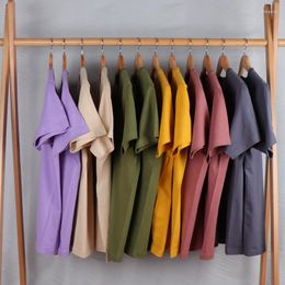 Men's T Shirts Summer Unisex Blank 230gsm Cotton Solid Regular Size Short Sleeve Top Tee Man Woman Casual