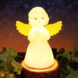 Night Lights Cute Angel Light USB Rechargeable Silicone 7 Colours LED Lamp Bedroom Room Decor Children Kid Birthday Gifts Nightlights