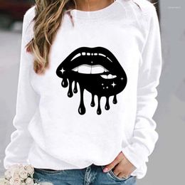 Women's Hoodies Womens Female O-neck Casual Sweatshirts Woman Lip Funny Sexy Sweet Pullovers Clothing Ladies Spring Autumn Winter