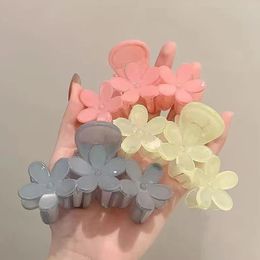 Korean New Fashion 9cm Medium-Size Plastic Hair Clip Claw Simple Jelly Scrub Colour Flower Shark Clip Hair Accessories