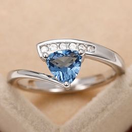 Band Rings Huitan Unique Blue Cubic Zirconia Rings Series for Women Engagement Wedding Bands Fashion Jewellery Fancy Anniversary Gift 2022 AA230529