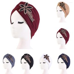 Ethnic Clothing Diamonds Turban Pleated Chemo Cap Women Muslim Hijab Hair Loss Cover Head Scarf Wrap Beanies Bonnet Hat Headwear