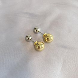 Stud Earrings WTLTC Simple Gold Sliver Colour Small Tiny Ball For Women Double Side Beaded Dotted Post Front Back Studs